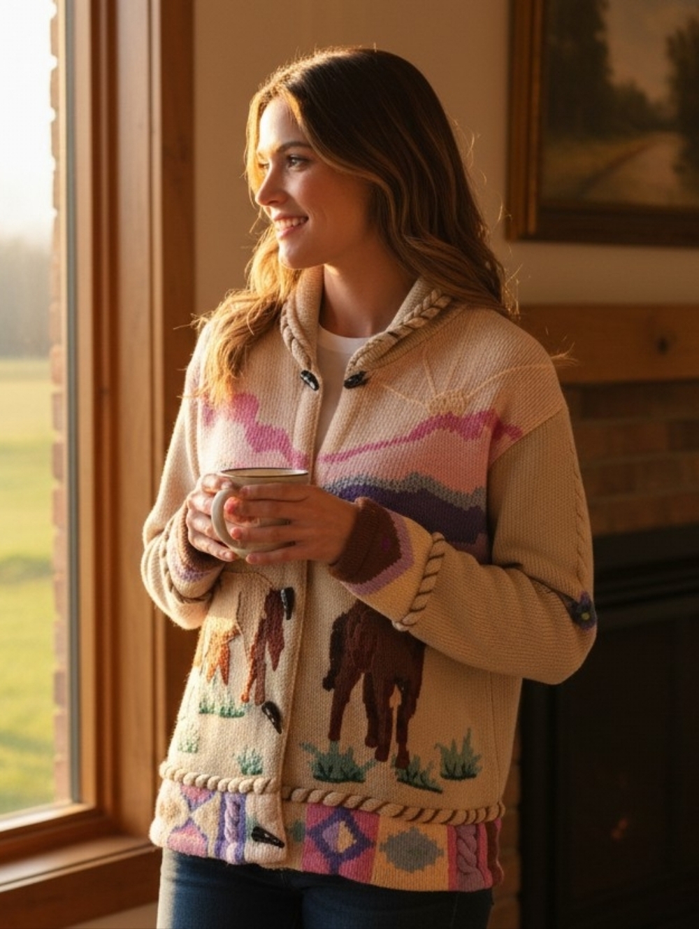 *VTG* STORYBOOK KNITS Sunrise Scene Horse Sweater, Vintage Pastel Horse Sweater - Picture 16 of 16